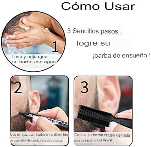 Kit de bolígrafo para rellenar barba resistente al agua, marcador de barba para hombres Guanjing ™ impermeables de larga duración, a prueba de sudor