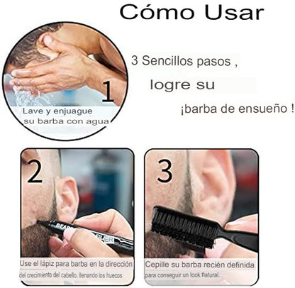 Kit de bolígrafo para rellenar barba resistente al agua, marcador de barba para hombres Guanjing ™ impermeables de larga duración, a prueba de sudor