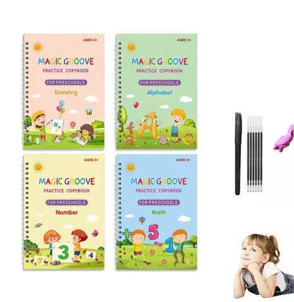 🧠 SmartKids™ Set de 4 cuadernos con tinta que desaparece +REGALO Pizarra